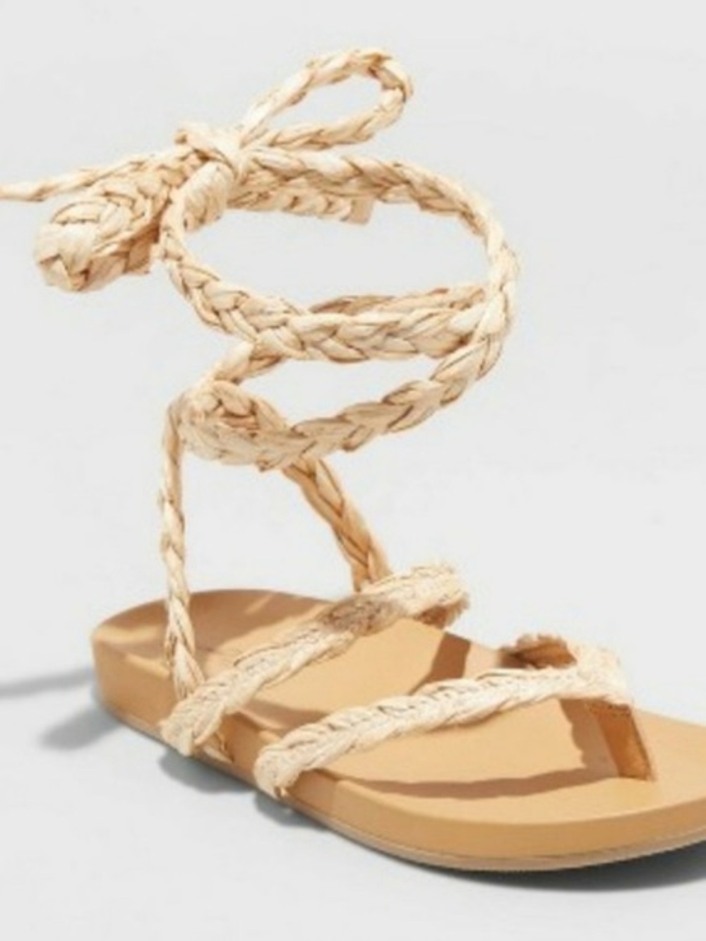 New Universal Thread Tan Braided Lace-Up Sandals